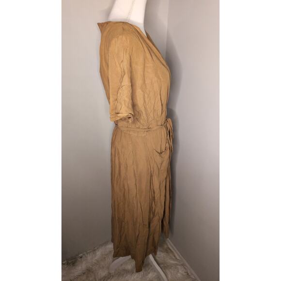 Madewell linen-blend Dolman sleeve tie waist midi dress 8 - Picture 6 of 7